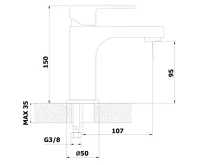 BRUCKNER SIEGER stojánková umyvadlová baterie, výška 150mm, chrom (5)
