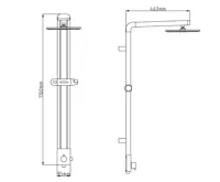 AQUALINE TOUR sprchový sloup k napojení na baterii, hlavová, ruční sprcha, chrom (5)
