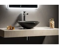 SAPHO BLOK kamenné umyvadlo na desku Ø 40cm, matný černý Marquin (8)