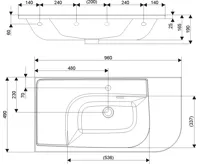 RAVAK Umyvadlo Praktik S R white s otvory (2)