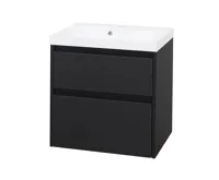 Opto, koupelnová skříňka, umyvadlo z litého mramoru, černá, 2 zásuvky, 610x580x460 mm Opto, koupelnová skříňka, umyvadlo z litého mramoru, černá, 2 zásuvky, 610x580x460 mm