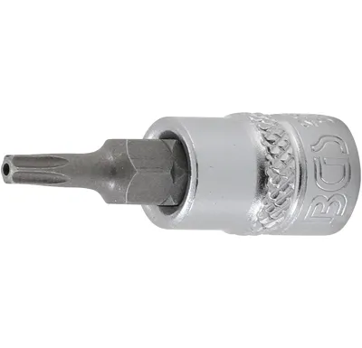 BGS Hlavice zástrčná 1/4" pro T-profil T 15, s vrtáním, zatíž. do 2 kg