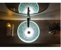 SAPHO RIPPLE skleněné umyvadlo na desku Ø 42cm, čirá s motivem (7)