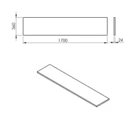 SAPHO PLATO deska Rockstone 1700x24x360mm, bílá mat (3)