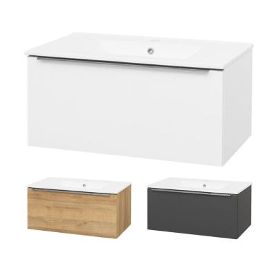 Mailo, koupelnová skříňka s keramickým umyvadlem, antracit, 1 zásuvka, 810x470x480 mm
