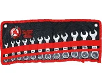 BGS Klíče očkoploché 8,0 - 19,0 mm, ráčnové, kloubové, krátké, 12 dílů (3)