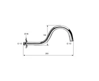 SAPHO Sprchové ramínko kulaté tvar S, 300mm, chrom (2)