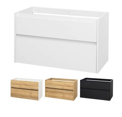 Opto, koupelnová skříňka, bílá/dub, 2 zásuvky, 1010x580x458 mm