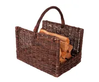 HS Flamingo Koš na dřevo proutěný rovný, tmavý (2)