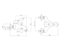 SAPHO KIRKÉ WHITE nástěnná vanová baterie, bílá páčka, bronz (2)