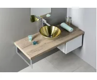SAPHO MURANO SOFT BROWN skleněné umyvadlo na desku, průměr 40cm, zlatá/stříbrná (5)