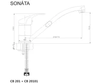 Dřezová stojánková baterie, Sonáta, s ramínkem plochým 170 mm, chrom (1)