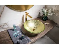 SAPHO SHAY skleněné umyvadlo na desku Ø 42cm, zlatá (4)