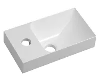 SAPHO PICCOLINO umývátko 30,8x17cm, litý mramor, baterie vlevo, bílá