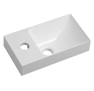 SAPHO PICCOLINO umývátko 30,8x17cm, litý mramor, baterie vlevo, bílá