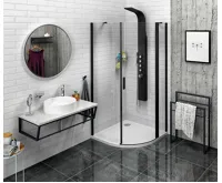 POLYSAN ZOOM BLACK čtvrtkruhová sprchová zástěna 900x900mm, čiré sklo, pravá (2)