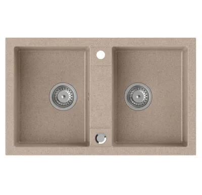 SAPHO Granitový dvojdřez, 78x48cm, béžová