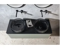SAPHO MARAGUA skleněné gravírované umyvadlo na desku Ø 39,5cm, černá (6)