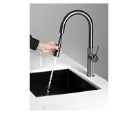 SAPHO FLAWO stojánková dřezová baterie s výsuvnou sprškou, gun metal (1)