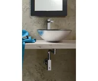 SAPHO DAMAR skleněné umyvadlo na desku Ø 42m, tmavě šedá/stříbrná (3)