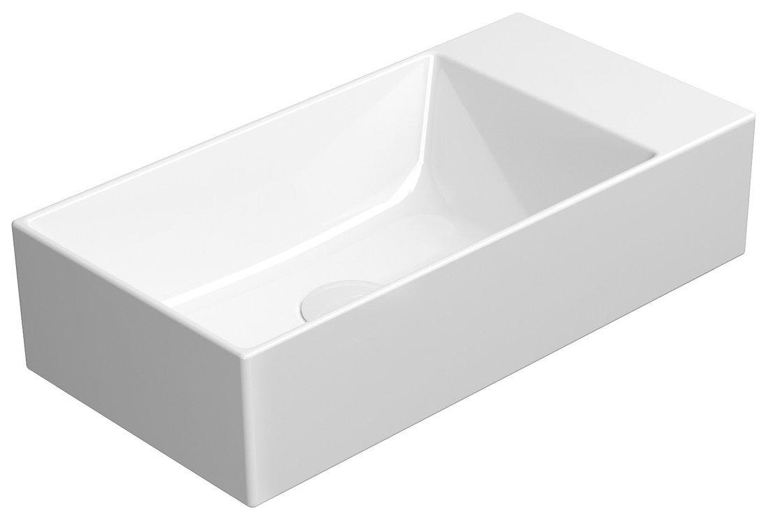 Gsi kube x keramické umývátko 50x25cm, bez otvoru, pravé/levé, bílá extraglaze