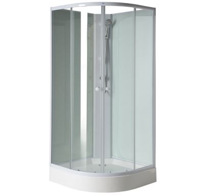 AQUALINE AIGO čtvrtkruhový sprchový box 900x900x2040 mm, bílý profil, čiré sklo