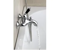 SAPHO KIRKÉ BLACK nástěnná vanová baterie, černá páčka, chrom (5)