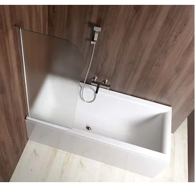 AQUALINE VILMA vanová zástěna 600x1400mm, chrom, levá, sklo matné