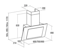 CATA Odsavač par THALASSA, nerez černé sklo 900mm (1)