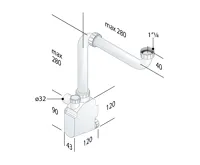 BRUCKNER SQUID nábytkový sifon šetřící místo, 5/4", odpad 32mm, bílá (3)