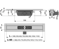 ALCAPLAST Sprchový liniový žlab nerezový, s okrajem, pro perforovaný rošt, délka 650 mm APZ1-650 (1)