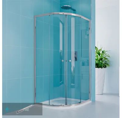 Sprchový set z Kory Lite, čtvrtkruh, 80 cm, chrom ALU, sklo Čiré a odtokového žlabu