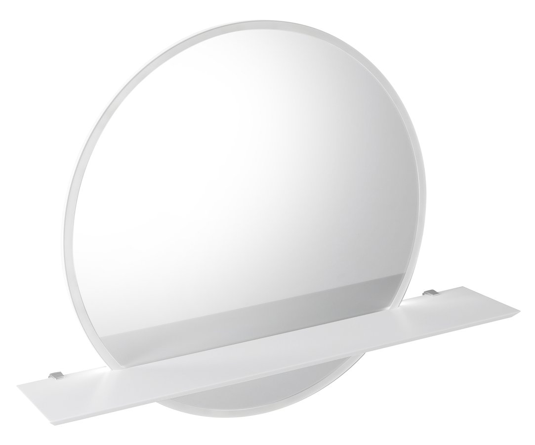 SAPHO VISO kulaté zrcadlo s LED osvětlením a policí ø 80cm, bílá mat