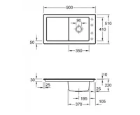 Keramický dřez Villeroy & Boch Timeline 900.0E Bílá keramika La Rose (4)