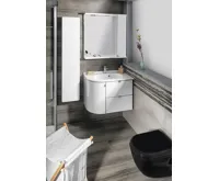 SAPHO PULSE galerka s LED osvětlením, 75x80x17cm, pravá, bílá/antracit (3)