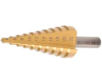 BGS Vrták kónický HSS, průměr 4,0 - 22,0 mm, stupňovitý, potitanovaný BGS Vrták kónický HSS, průměr 4,0 - 22,0 mm, stupňovitý, potitanovaný