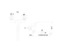 LILA baterie CBEE302 dřezová nástěnná 150 mm s ramínkem 210 mm (1)