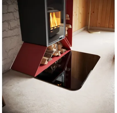 Sklo pod kamna - FLAMINGO Oblouk 1100x600 mm, černé, fazeta / 2xR100 / 6 mm