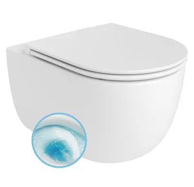 BRUCKNER GLANZ závěsná WC mísa, Vortex Rimless, 36x52,5cm, bílá