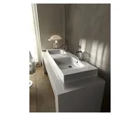 KERASAN CENTO keramické dvojumyvadlo 140x45cm, bílá (1)