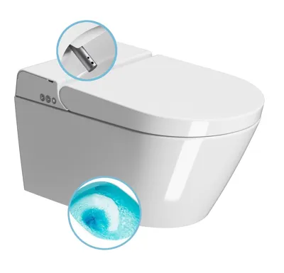 GSI WCLEAN závěsné WC Swirlflush s integrovaným elektronickým bidetem, bílá Extraglaze