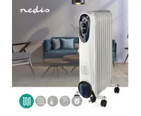 Přenosný Olejový Radiátor | 800 / 1200 / 2000 W | 9 Fins | Nastavitelný termostat | 3 Nastavení Teploty | Ochrana proti převrácení | Bílá (1)