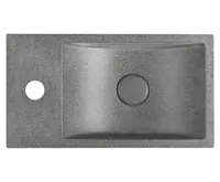 SAPHO CREST L betonové umývátko, nástěnné, včetně výpusti, 40x22cm, černý granit (7)