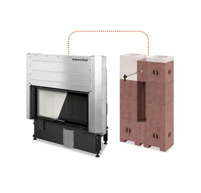 ROMOTOP Krbová vložka IMPRESSION 3G L 97.51.16, s výsuvnými dvířky a modulárním systémem AMS, Černý Igniton