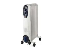 Přenosný Olejový Radiátor | 800 / 1200 / 2000 W | 9 Fins | Nastavitelný termostat | 3 Nastavení Teploty | Ochrana proti převrácení | Bílá