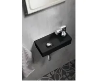 SAPHO ZOE keramické umývátko 37x18 cm, otvor pro baterii vpravo, černá mat (3)