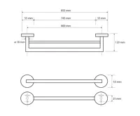 SAPHO X-ROUND E dvojitý držák ručníků 800mm, chrom (2)