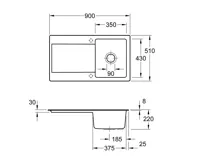 Keramický dřez Villeroy & Boch Siluet 900.0 Bílá keramika (9)