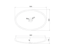 SAPHO THIN umyvadlo na desku, Rockstone, 60x40 cm, bílá mat (6)