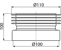 ALCAPLAST WC manžeta k volně stojícímu WC, přímá, 90–110 mm, délka 100 mm, PVC, bílé A99 (1)